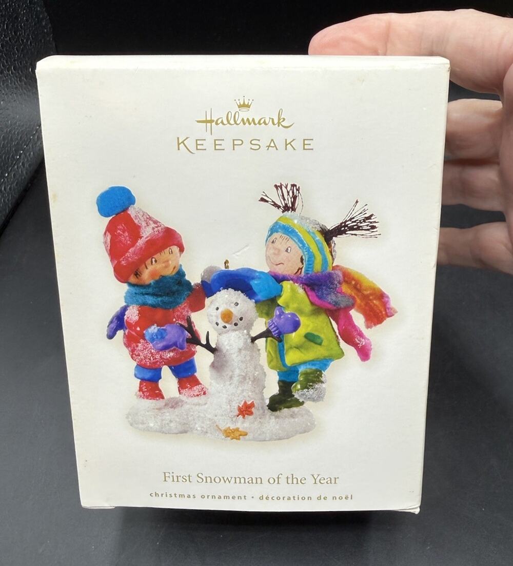 Hallmark Christmas Ornament First Snowman of the Year Kids Making Snowman 7D